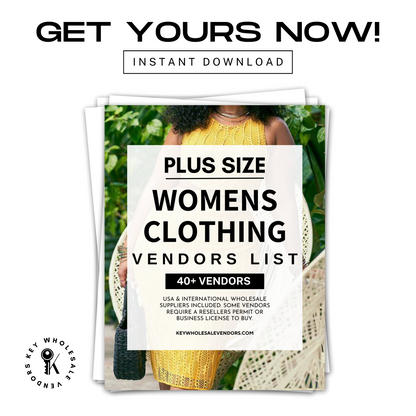 Plus Size Women's Clothing Wholesale Vendors List Instant Download